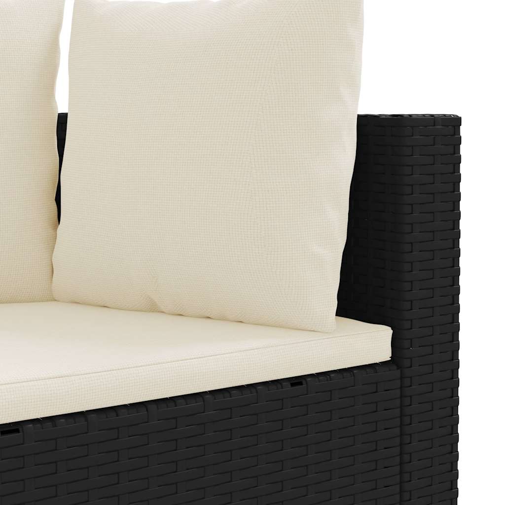7 részes fekete polyrattan kerti ülőgarnitúra párnával 7