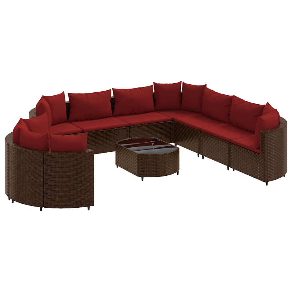 10 részes barna polyrattan kerti ülőgarnitúra párnákkal 2