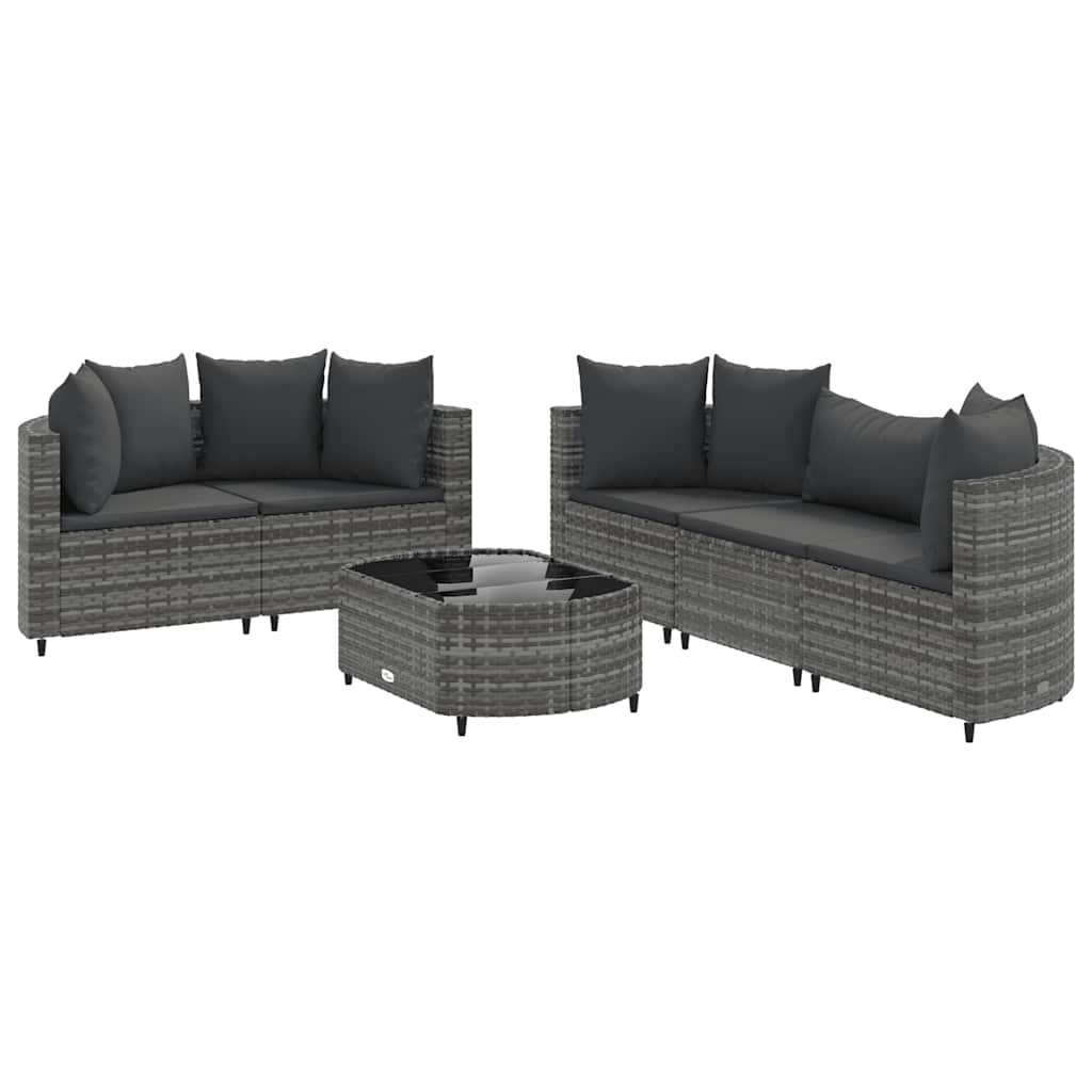 6 részes szürke polyrattan kerti ülőgarnitúra párnákkal 2