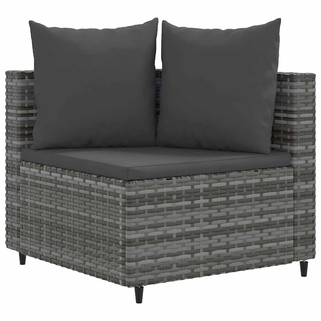 6 részes szürke polyrattan kerti ülőgarnitúra párnákkal 3