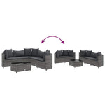 6 részes szürke polyrattan kerti ülőgarnitúra párnákkal 6
