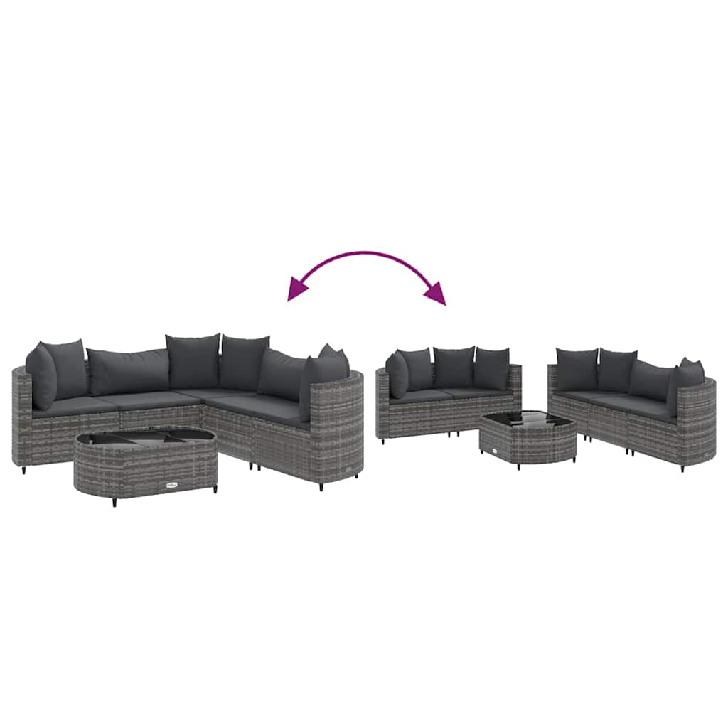 6 részes szürke polyrattan kerti ülőgarnitúra párnákkal 6