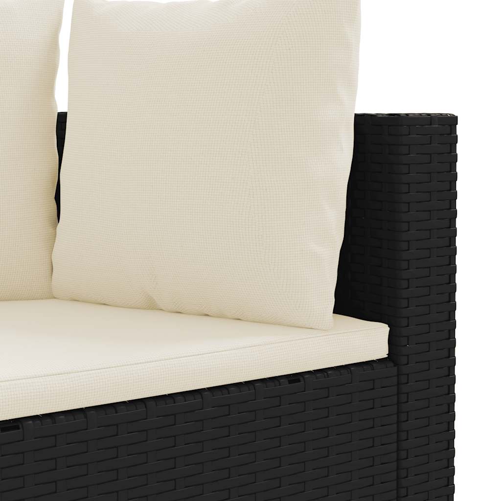 9 részes fekete polyrattan kerti ülőgarnitúra párnákkal 6