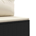 9 részes fekete polyrattan kerti ülőgarnitúra párnákkal 7
