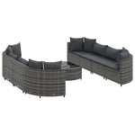 9 részes szürke polyrattan kerti ülőgarnitúra párnákkal 2