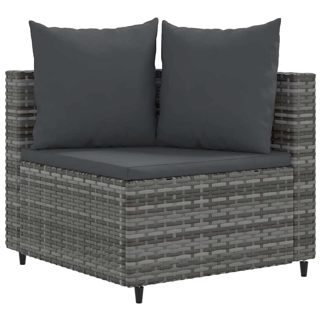 9 részes szürke polyrattan kerti ülőgarnitúra párnákkal 3