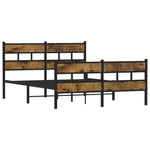 Füstös tölgy színű fém ágykeret matrac nélkül 150 x 200 cm 3