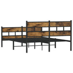 Füstös tölgy színű fém ágykeret matrac nélkül 150 x 200 cm 6