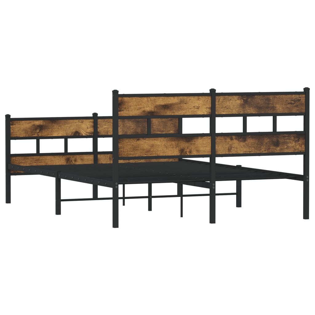 Füstös tölgy színű fém ágykeret matrac nélkül 150 x 200 cm 6