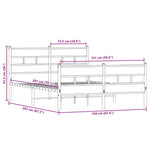 Füstös tölgy színű fém ágykeret matrac nélkül 150 x 200 cm 9