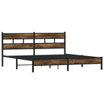 Füstös tölgy színű fém ágykeret matrac nélkül 200 x 200 cm 3