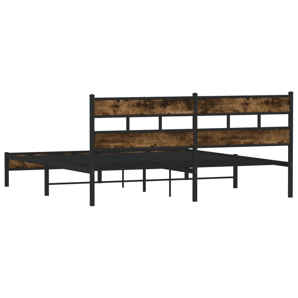 Füstös tölgy színű fém ágykeret matrac nélkül 200 x 200 cm 6
