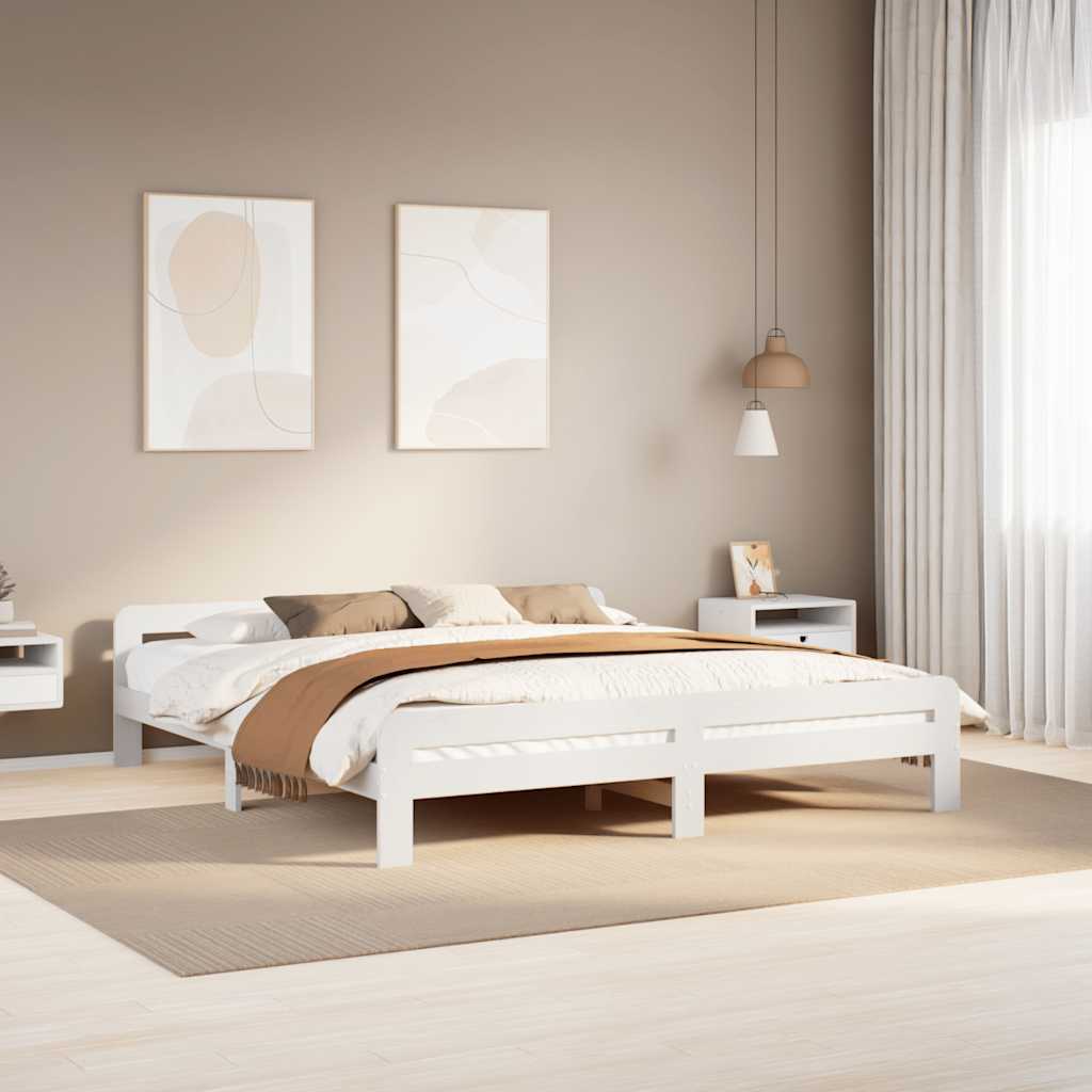 Fehér tömör fenyőfa ágy matrac nélkül 180 x 200 cm