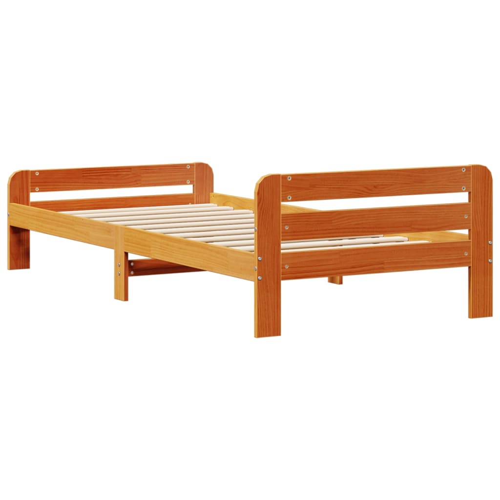 Viaszbarna tömör fenyőfa ágy matrac nélkül 75 x 190 cm 6