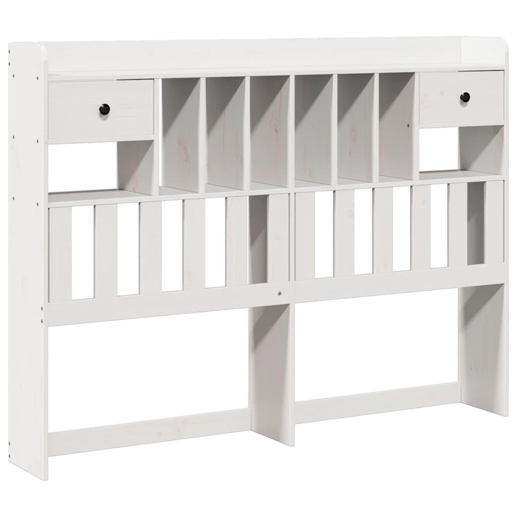 Fehér tömör fenyőfa fejtámla tárolóval 150 cm 2