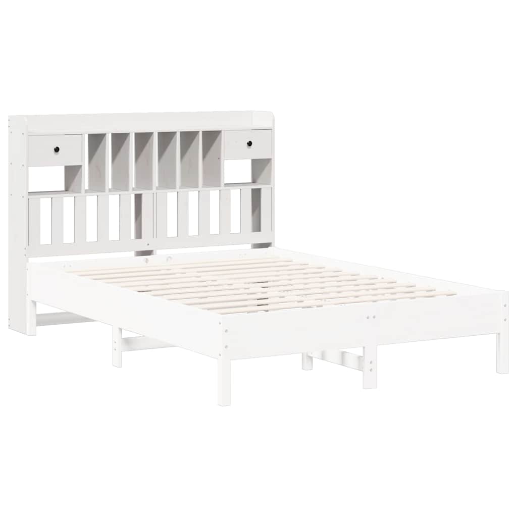 Fehér tömör fenyőfa fejtámla tárolóval 150 cm 7