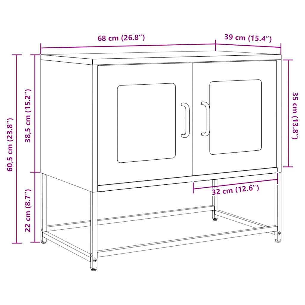 Antracitszürke hidegen hengerelt acél TV-szekrény 68x39x60,5 cm 13