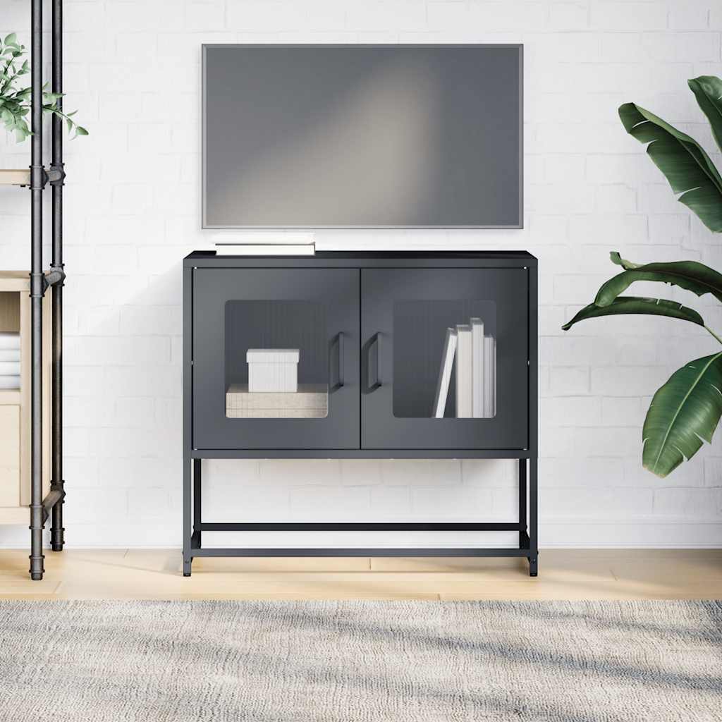 Antracitszürke hidegen hengerelt acél TV-szekrény 68x39x60,5 cm 4