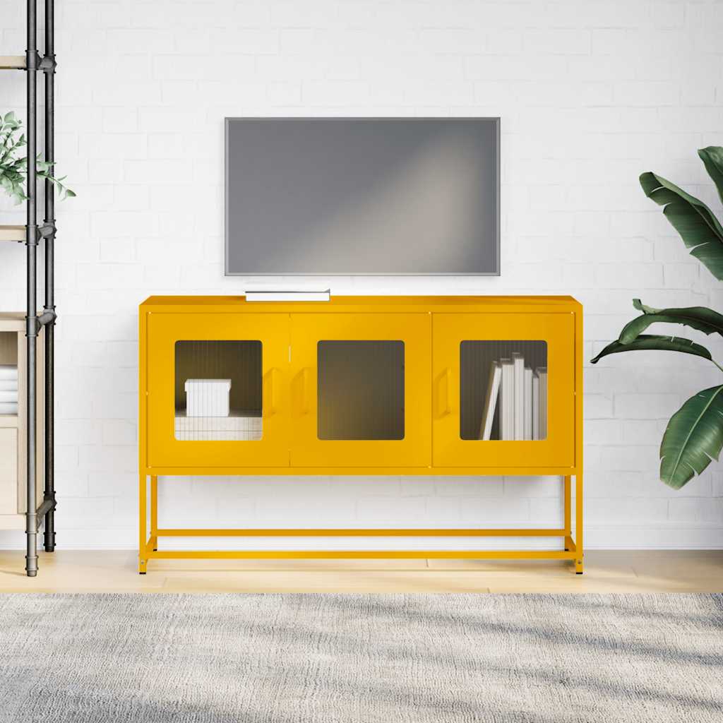 Mustársárga hidegen hengerelt acél TV-szekrény 100,5x39x60,5 cm 4
