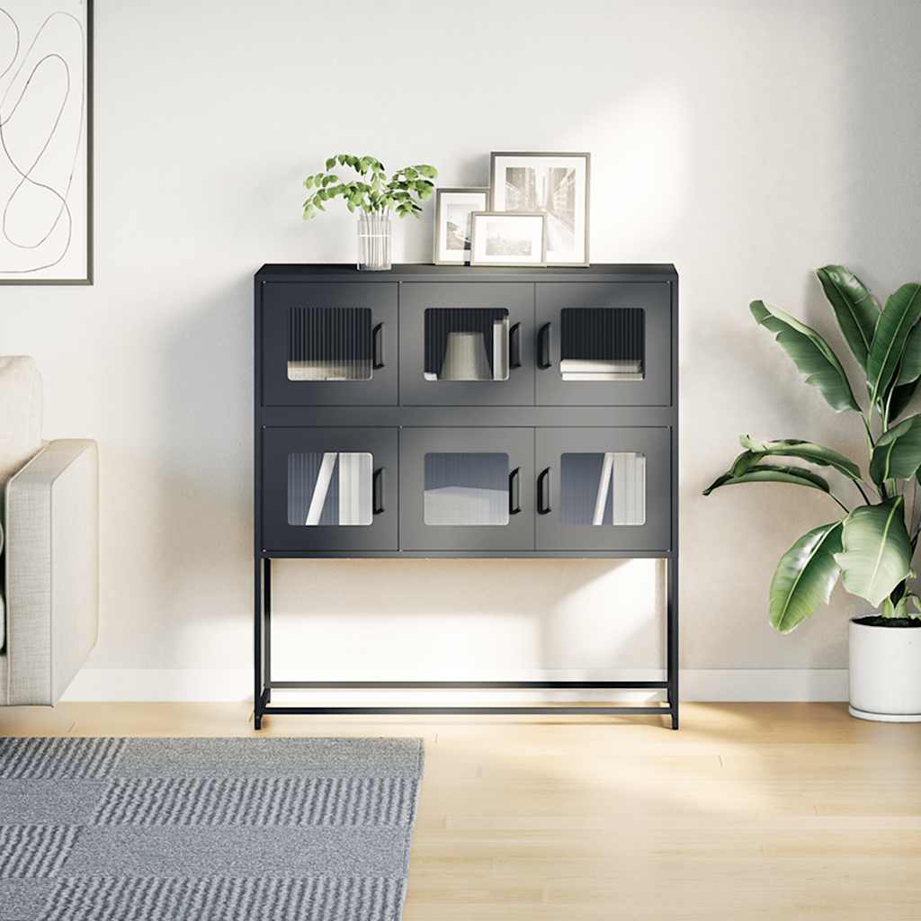 Antracit hidegen hengerelt acél tálalószekrény 100,5x39x107 cm 4