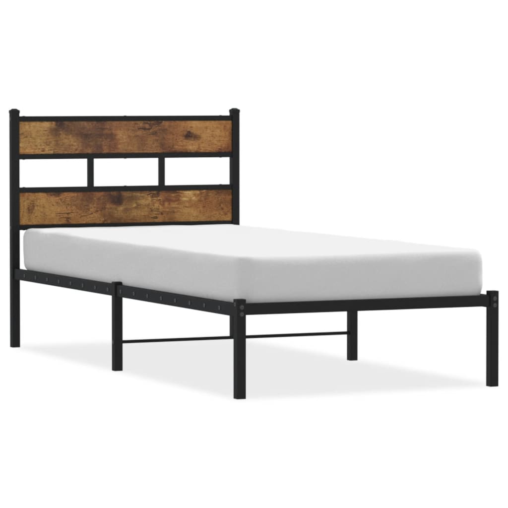 Füstös tölgy színű fém ágykeret matrac nélkül 80 x 200 cm 2