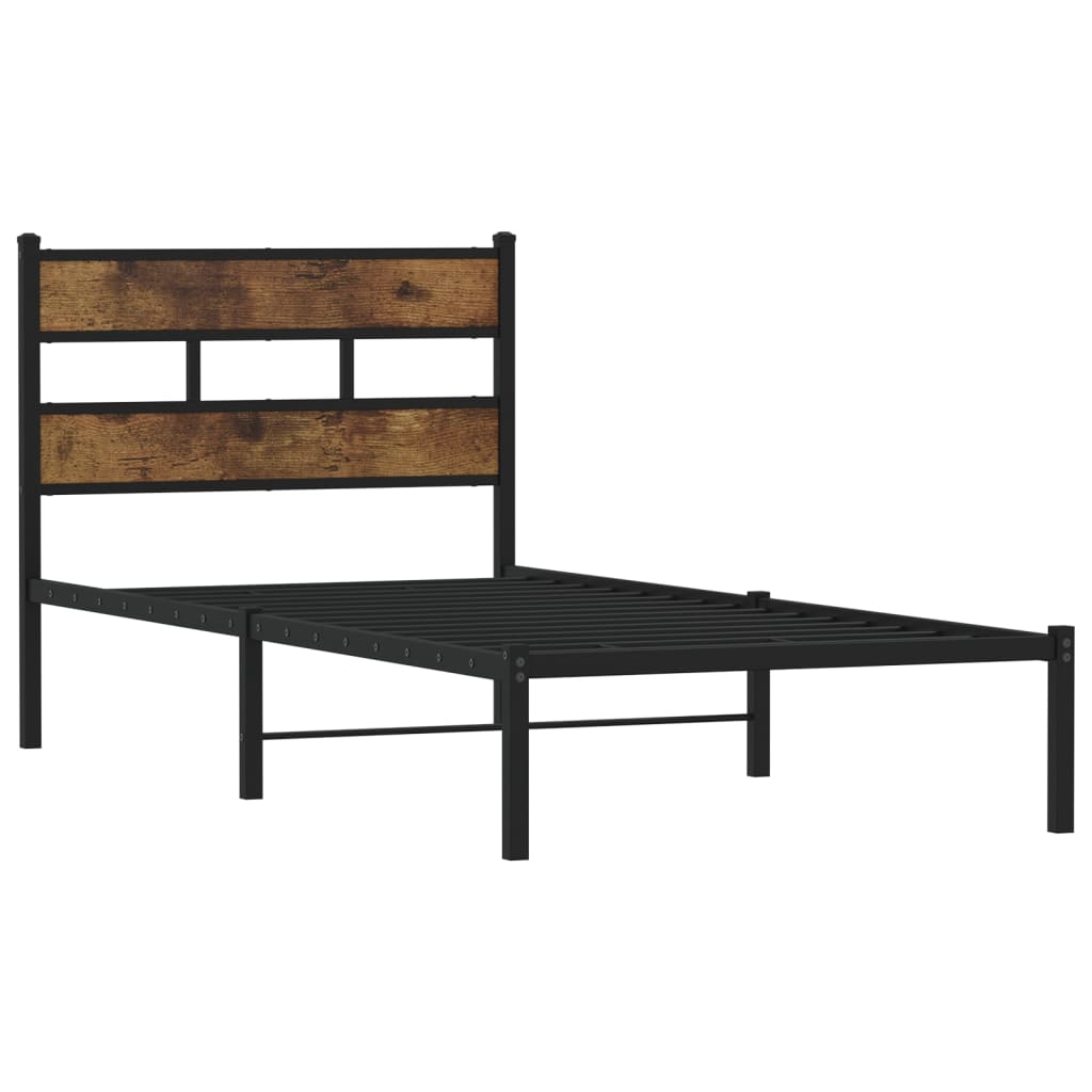 Füstös tölgy színű fém ágykeret matrac nélkül 80 x 200 cm 3
