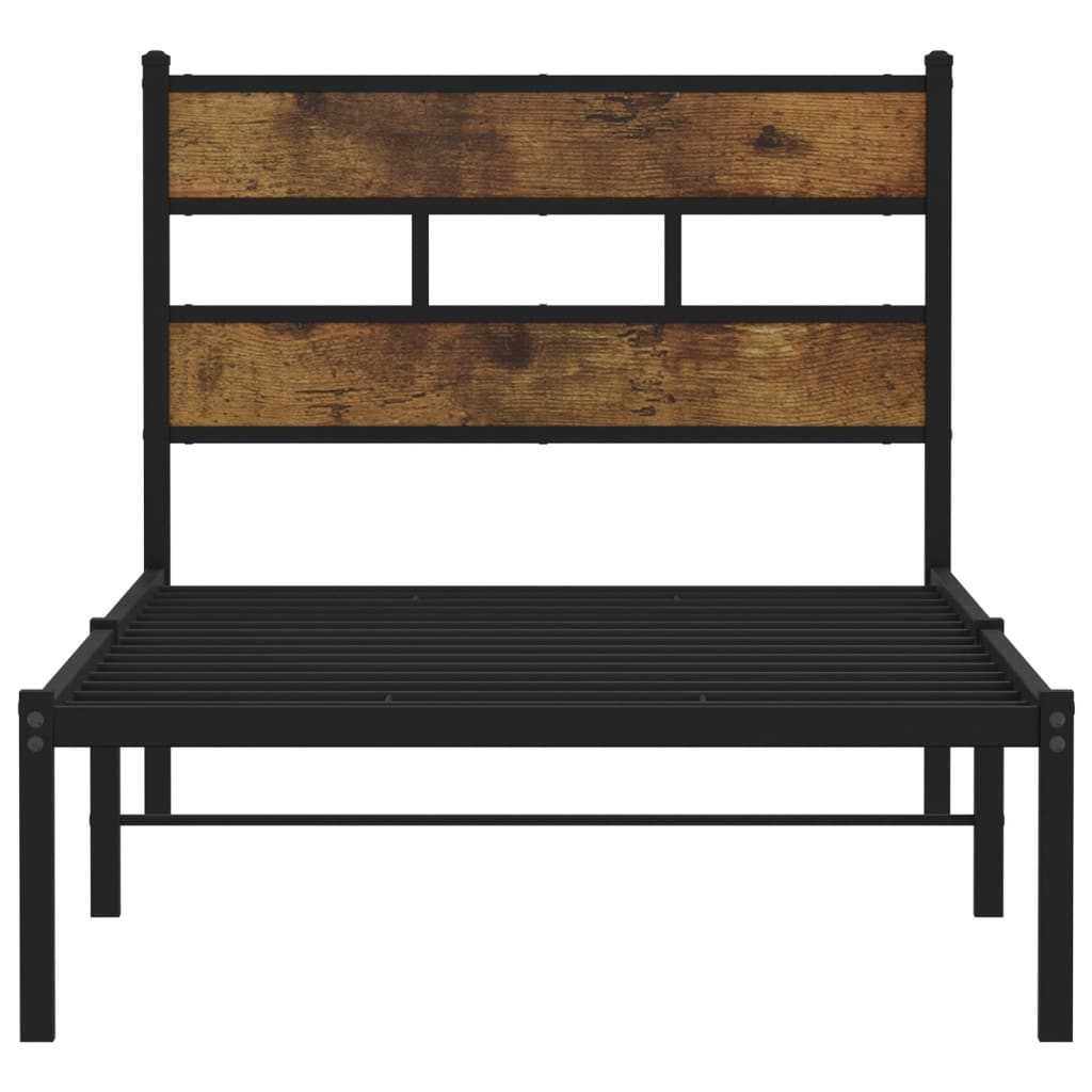 Füstös tölgy színű fém ágykeret matrac nélkül 80 x 200 cm 4