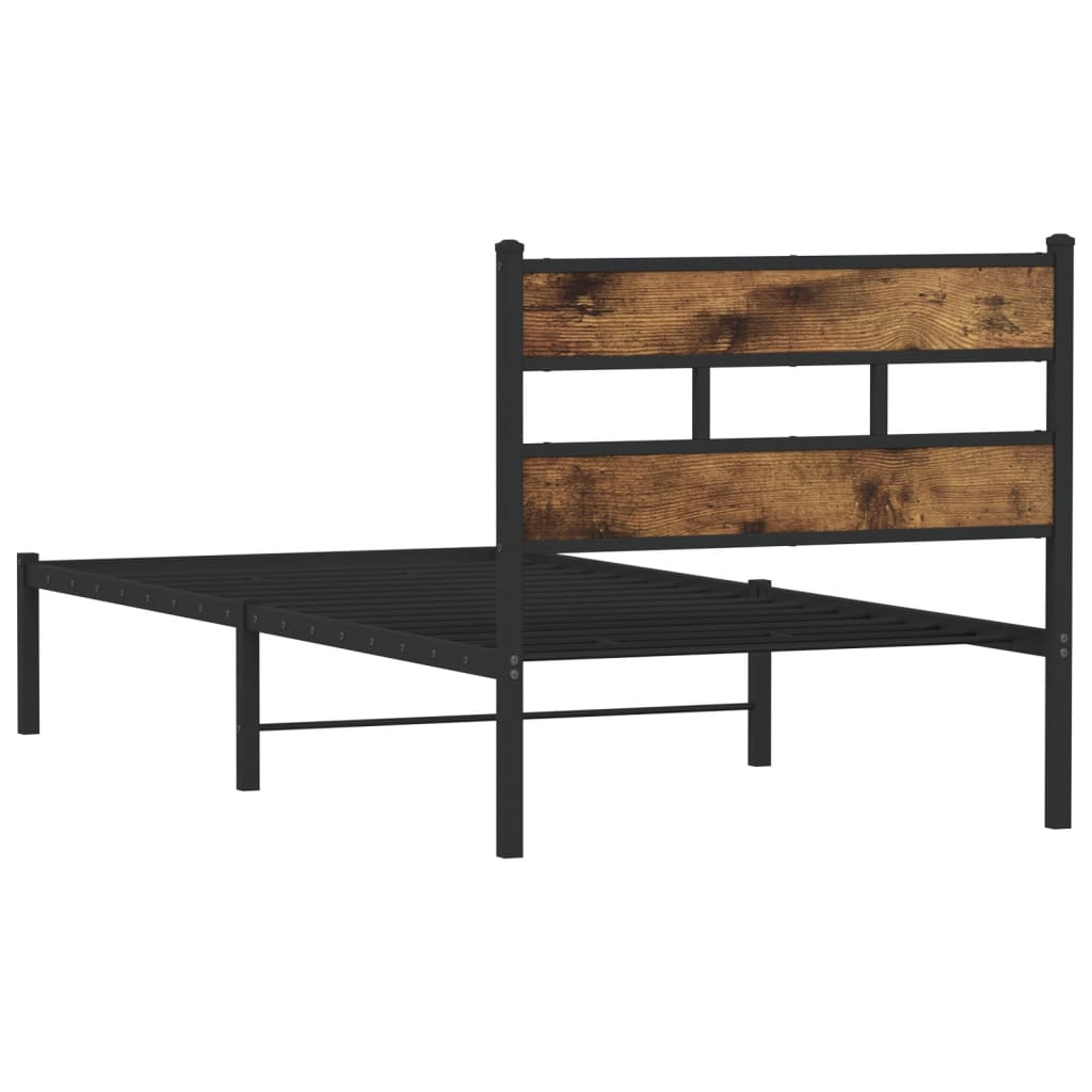 Füstös tölgy színű fém ágykeret matrac nélkül 80 x 200 cm 6