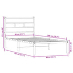 Füstös tölgy színű fém ágykeret matrac nélkül 80 x 200 cm 9
