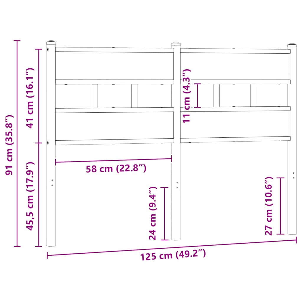 Füstös tölgy színű szerelt fa és vas csere fejtámla 120 cm 6