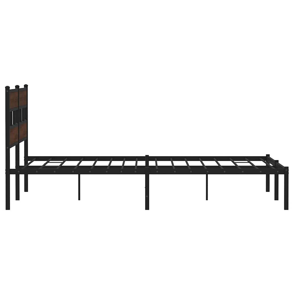 Barna tölgy színű fejtámlás ágykeret matrac nélkül 190 x 200 cm 5