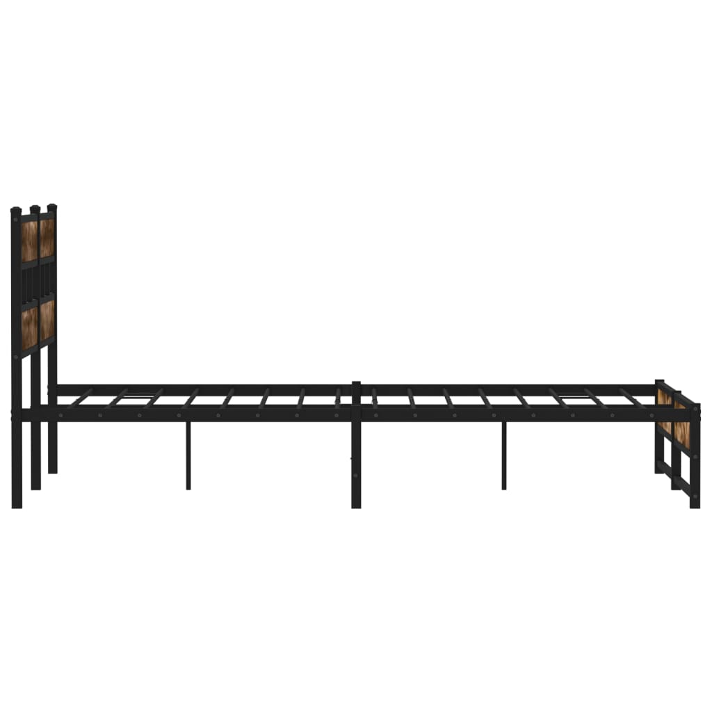 Füstös tölgy színű fém ágykeret matrac nélkül 140 x 190 cm 5
