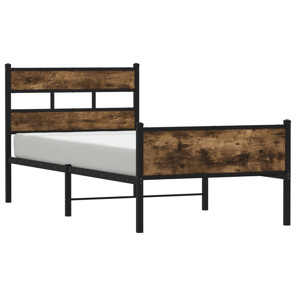 Füstös tölgy színű szerelt fa ágykeret matrac nélkül 75x190 cm 2
