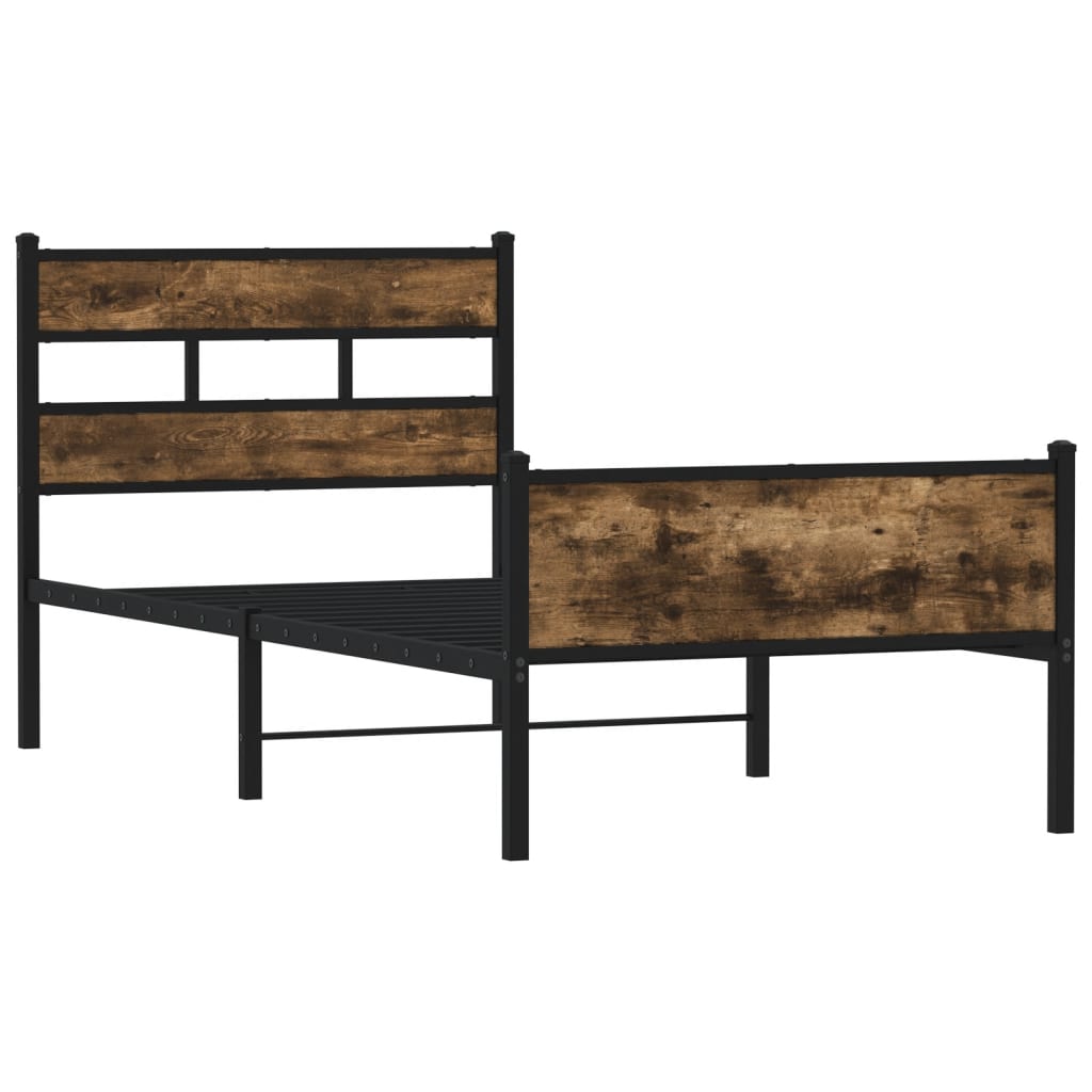 Füstös tölgy színű szerelt fa ágykeret matrac nélkül 75x190 cm 3