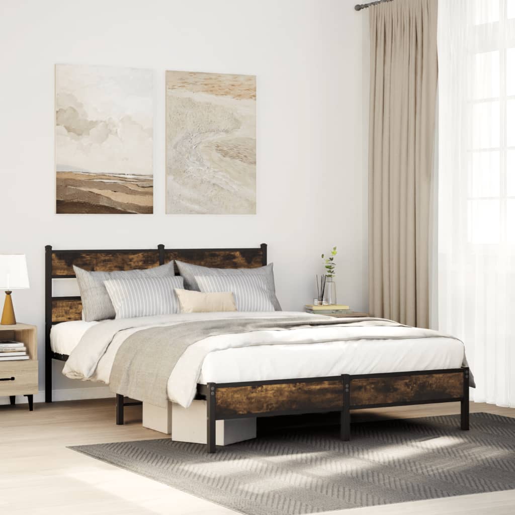 Füstös tölgy színű szerelt fa ágykeret matrac nélkül 107x200 cm
