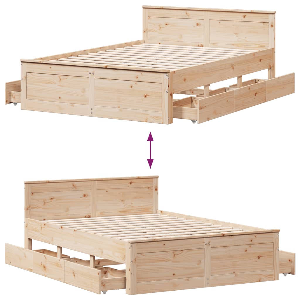 Tömör fenyőfa fejtámlás ágykeret matrac nélkül 150 x 200 cm 10