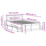 Fehér tömör fenyőfa fejtámlás ágykeret matrac nélkül 120x200 cm 13