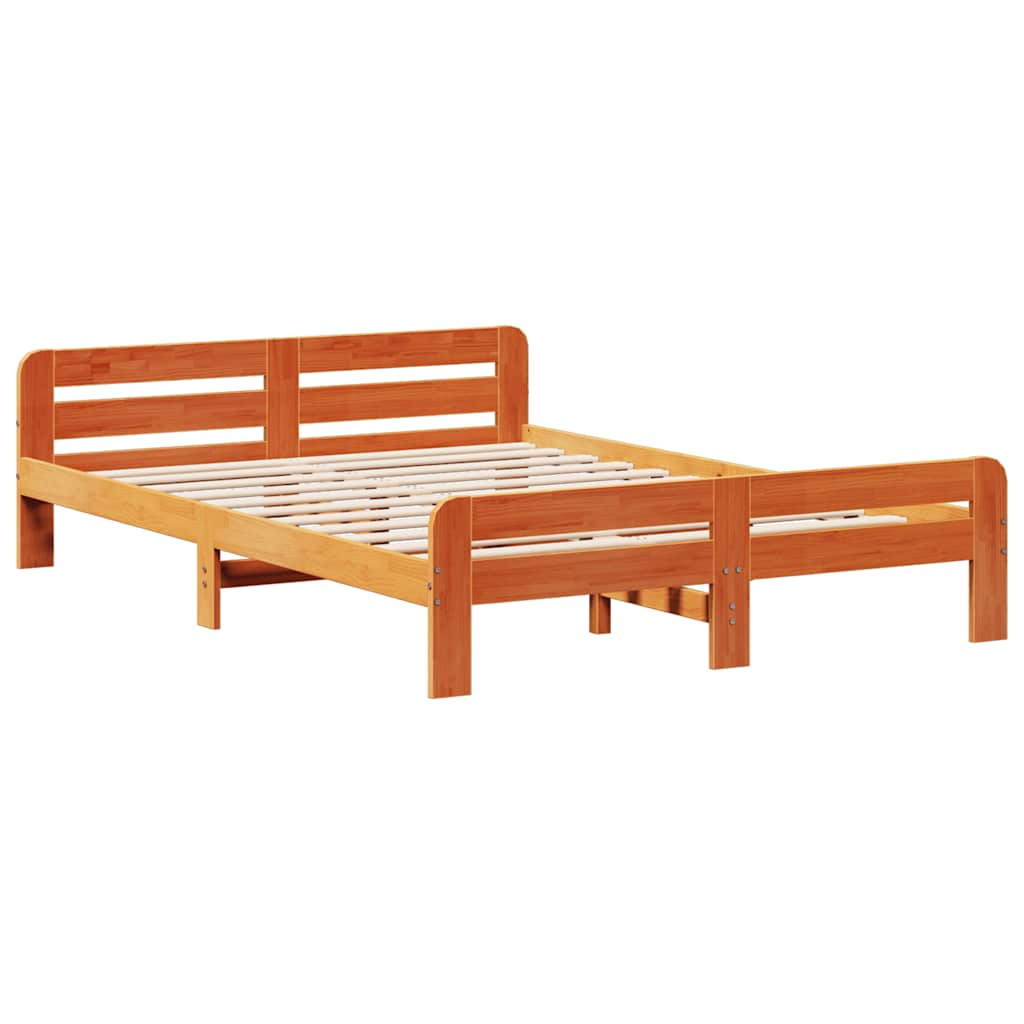 Viaszbarna tömör fenyőfa ágy matrac nélkül 160 x 200 cm 5