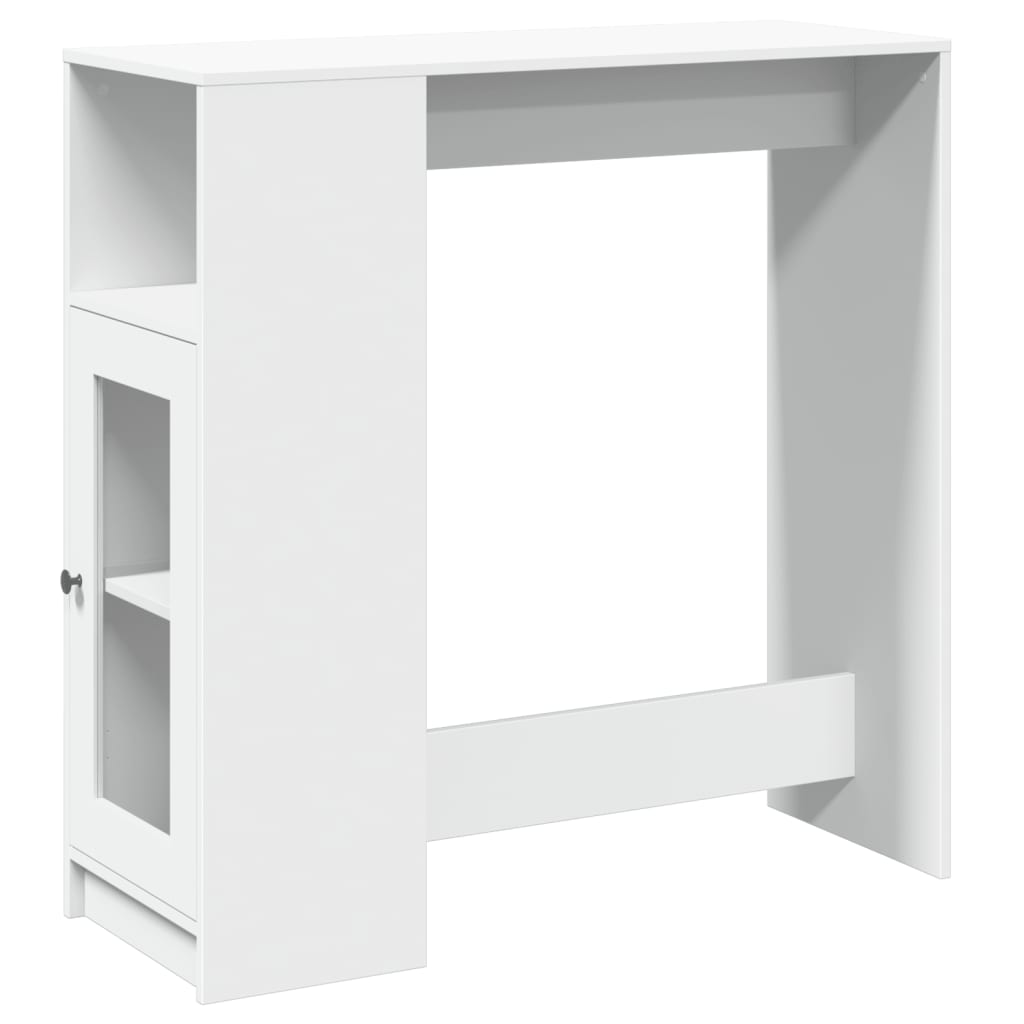 Fehér szerelt fa tárolórekeszes bárasztal 101 x 40 x 103,5 cm 2