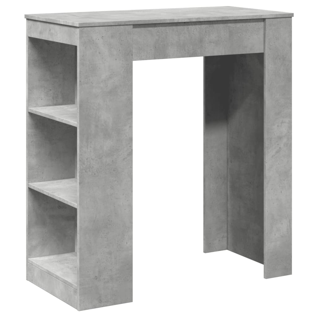 Betonszürke szerelt fa tárolórekeszes bárasztal 95x47x103,5 cm 2