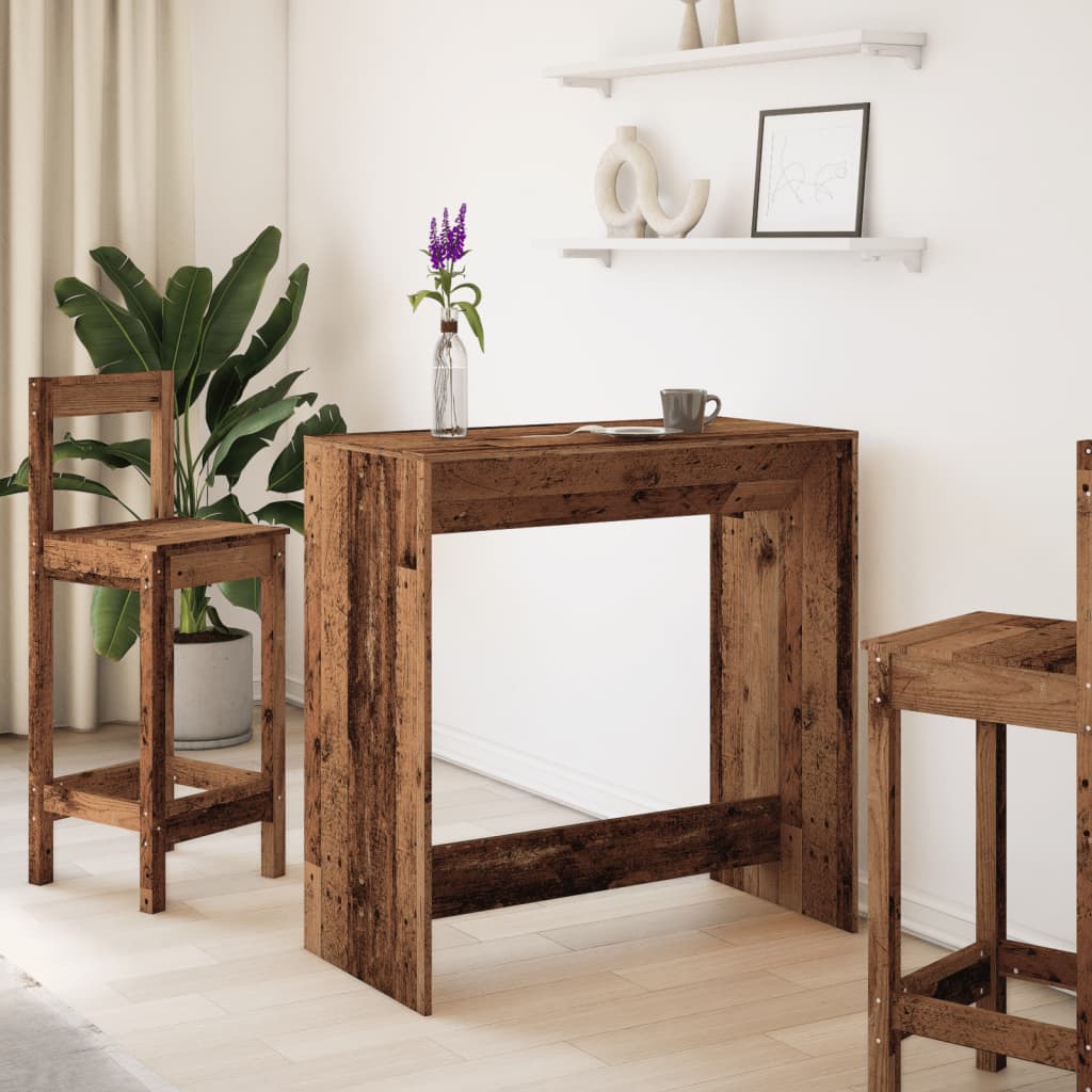 Antik fa színű szerelt fa bárasztal 102 x 50 x 103,5 cm 3