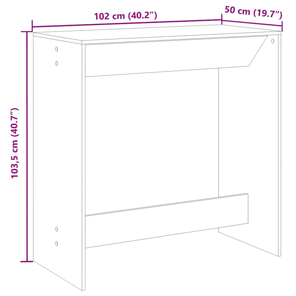 Antik fa színű szerelt fa bárasztal 102 x 50 x 103,5 cm 9