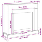 Betonszürke szerelt fa kandallóburkolat 100 x 30 x 87,5 cm 9