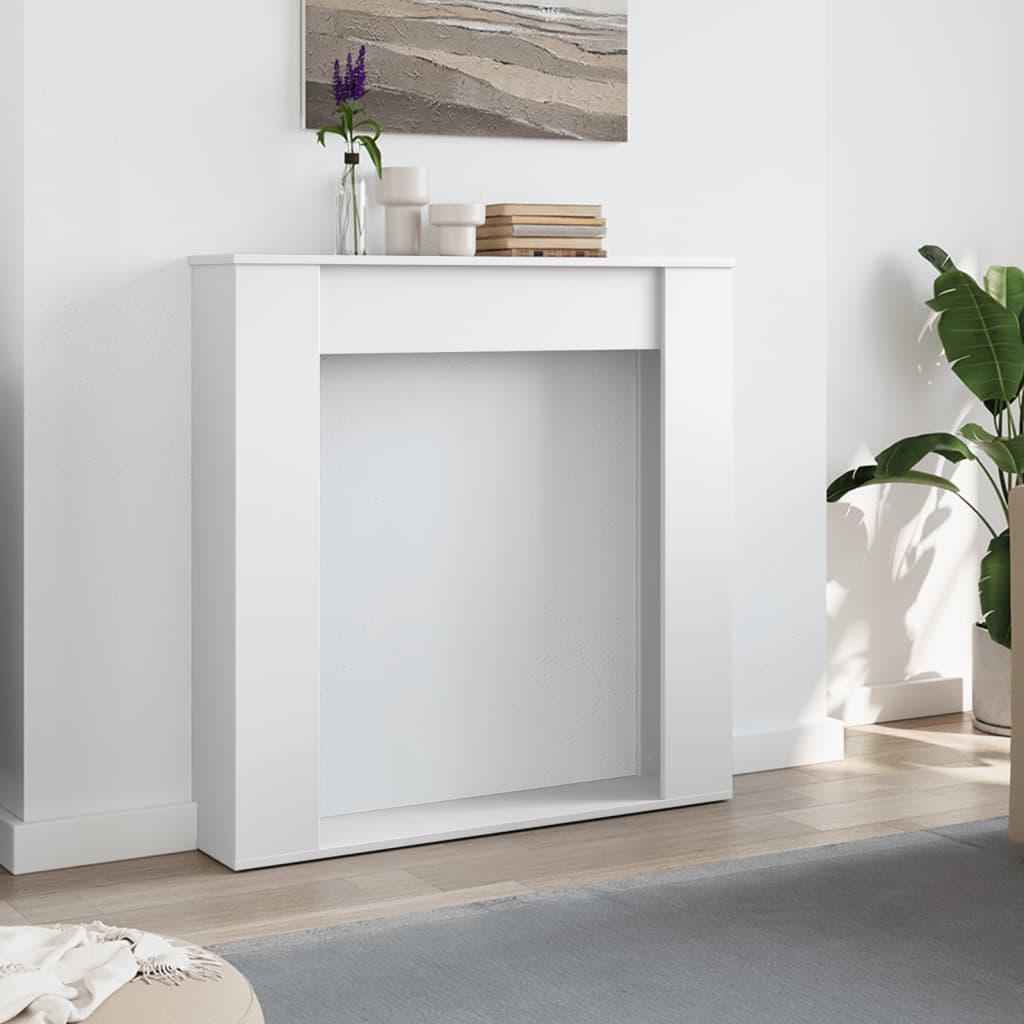 Fehér szerelt fa kandallóburkolat 100 x 20 x 100 cm 3