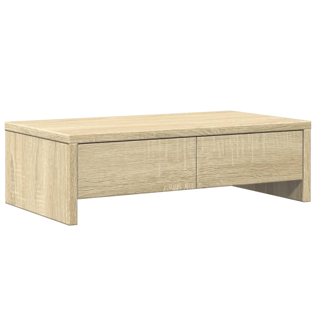 Sonoma tölgy szerelt fa monitorállvány fiókokkal 50x27x15 cm 2
