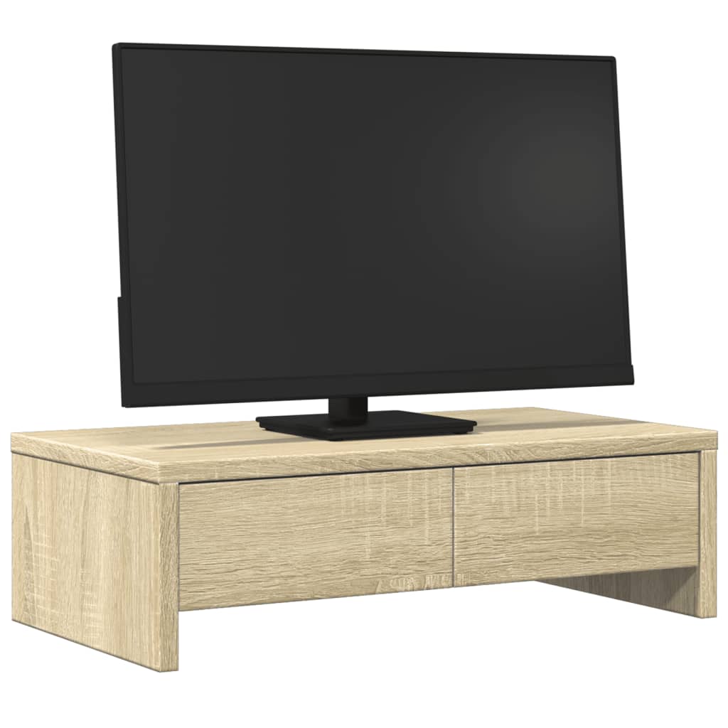 Sonoma tölgy szerelt fa monitorállvány fiókokkal 50x27x15 cm 3