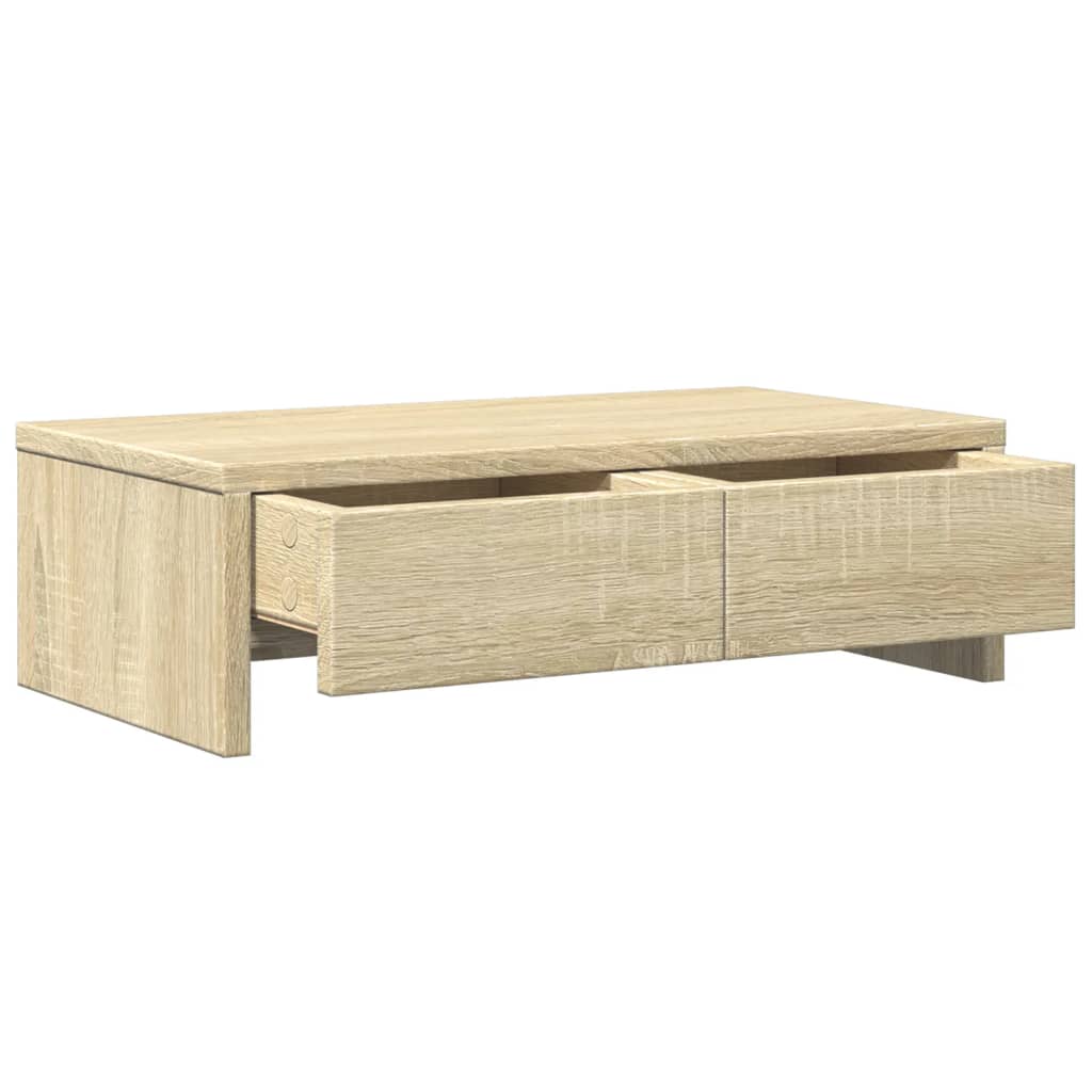Sonoma tölgy szerelt fa monitorállvány fiókokkal 50x27x15 cm 5