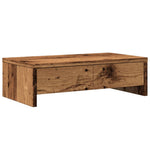 Antik fa színű szerelt fa monitorállvány fiókokkal 50x27x15 cm 2