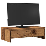 Antik fa színű szerelt fa monitorállvány fiókokkal 50x27x15 cm 3