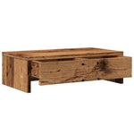 Antik fa színű szerelt fa monitorállvány fiókokkal 50x27x15 cm 5